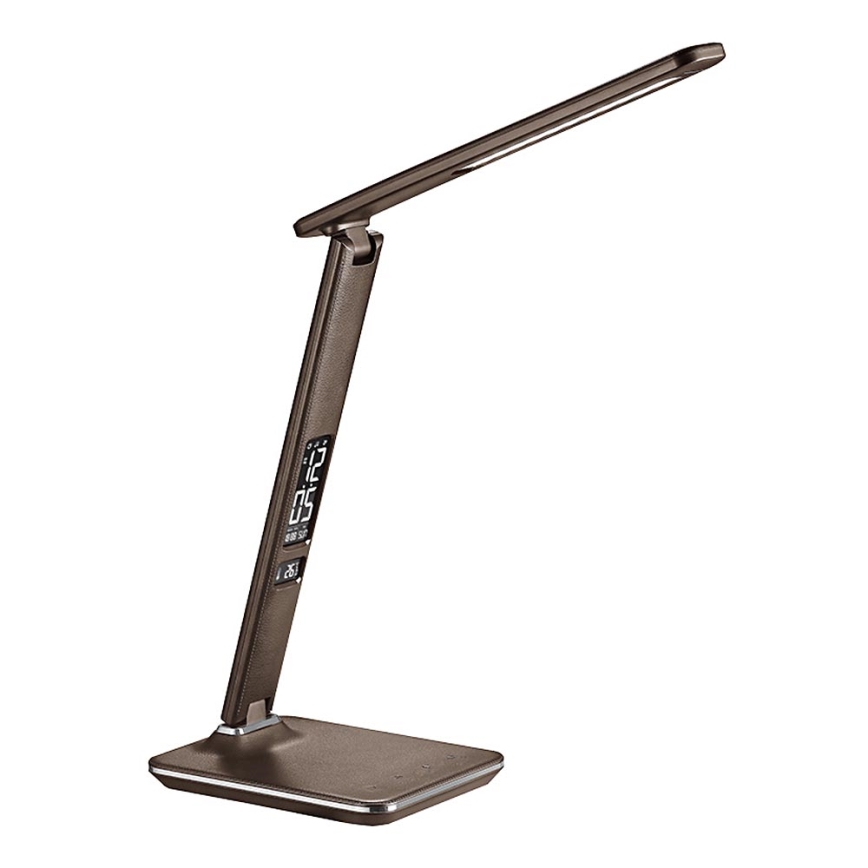 Светодиодная настольная лампа с регулированием яркости и дисплеем LED/9W/230V коричневый