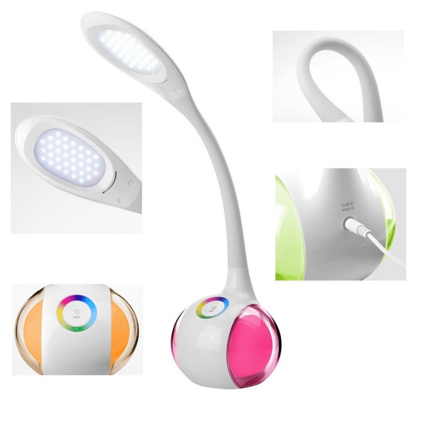 Светодиодная настольная RGB-лампа с регулированием яркости LED/7W/230V белый