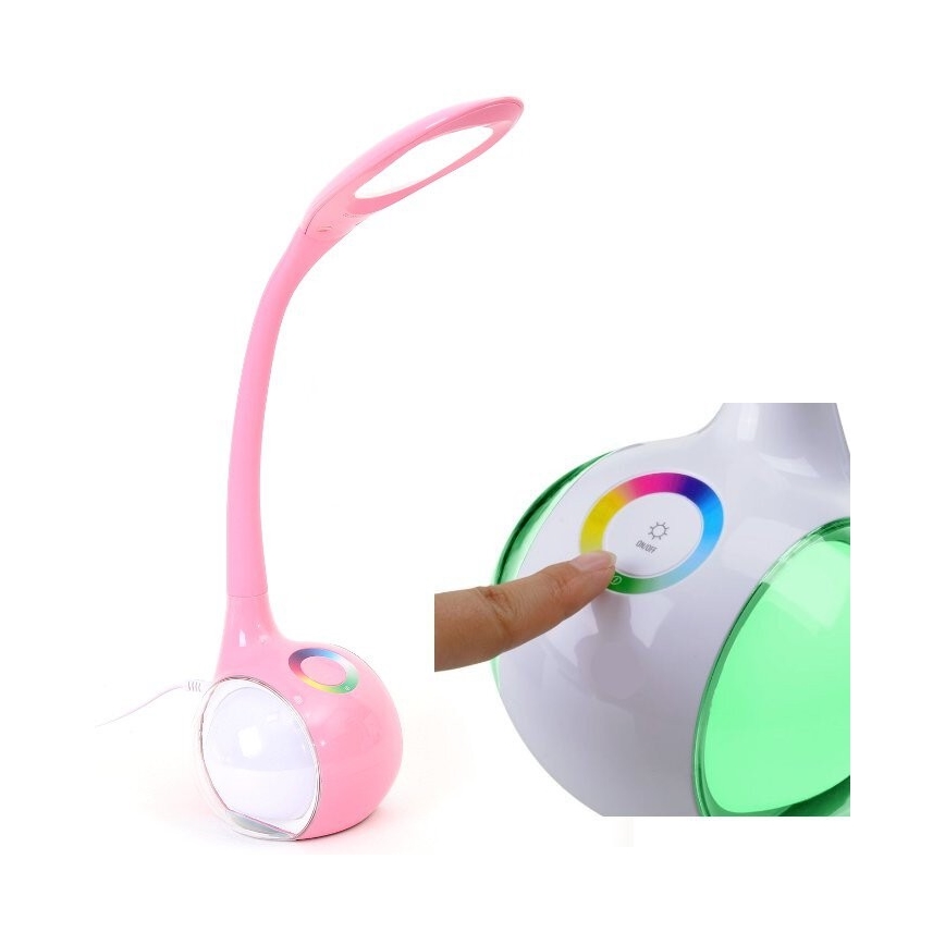 Светодиодная настольная RGB-лампа с регулированием яркости LED/7W/230V розовый