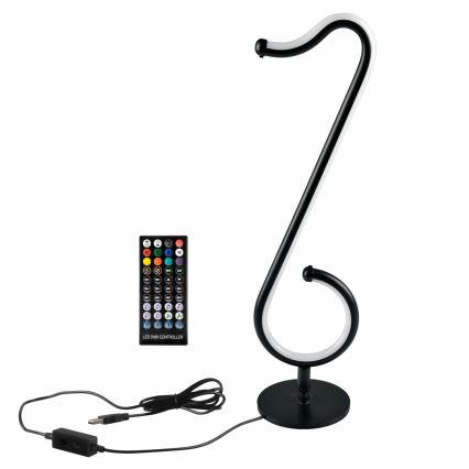 Светодиодная настольная RGBW-лампа с регулированием яркости NUTKA LED/15W/5V черный + дистанционное управление