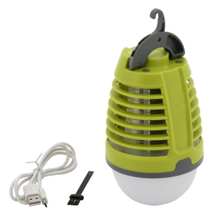 Светодиодная переносная аккумуляторная лампа с ловушкой для насекомых LED/2W/3,7V 1800 mAh IPX4 зеленый