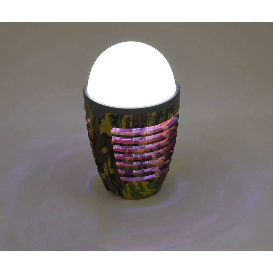 Светодиодная переносная аккумуляторная лампа с ловушкой для насекомых LED/2W/3,7V 1800 mAh IPX4 камуфляж