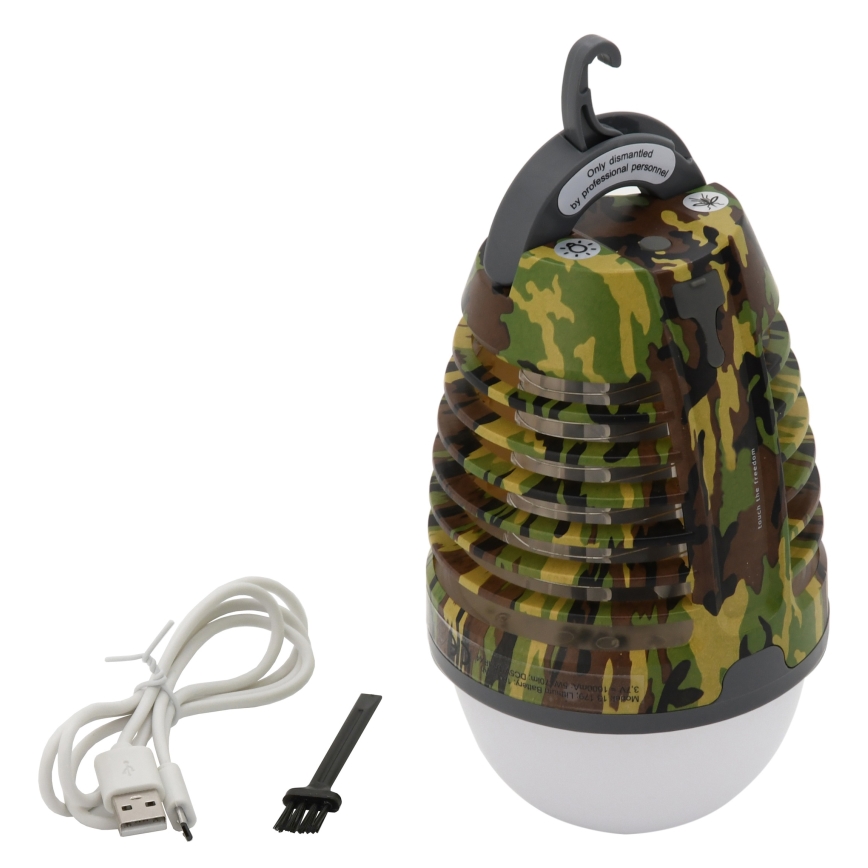Светодиодная переносная аккумуляторная лампа с ловушкой для насекомых LED/2W/3,7V 1800 mAh IPX4 камуфляж