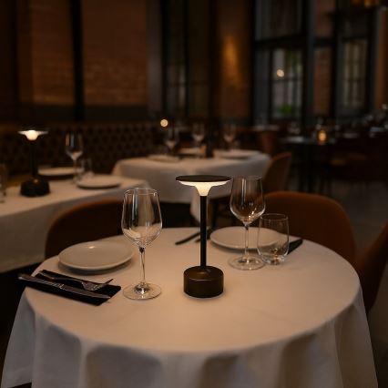 Светодиодная перезаряжаемая сенсорная настольная лампа TAVOLO LED/2,5 Вт/5 В 2400 мА·ч 3000–6000 К чёрная