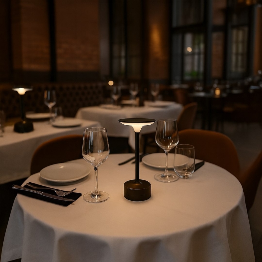 Светодиодная перезаряжаемая сенсорная настольная лампа TAVOLO LED/2,5 Вт/5 В 2400 мА·ч 3000–6000 К чёрная