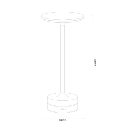 Светодиодная перезаряжаемая сенсорная настольная лампа TAVOLO LED/2,5 Вт/5 В 2400 мА·ч 3000–6000 К чёрная