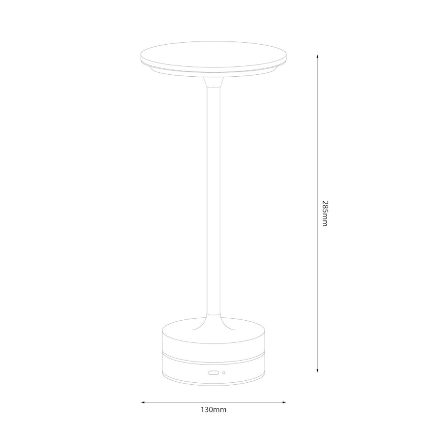 Светодиодная перезаряжаемая сенсорная настольная лампа TAVOLO LED/2,5 Вт/5 В 2400 мА·ч 3000–6000 К чёрная