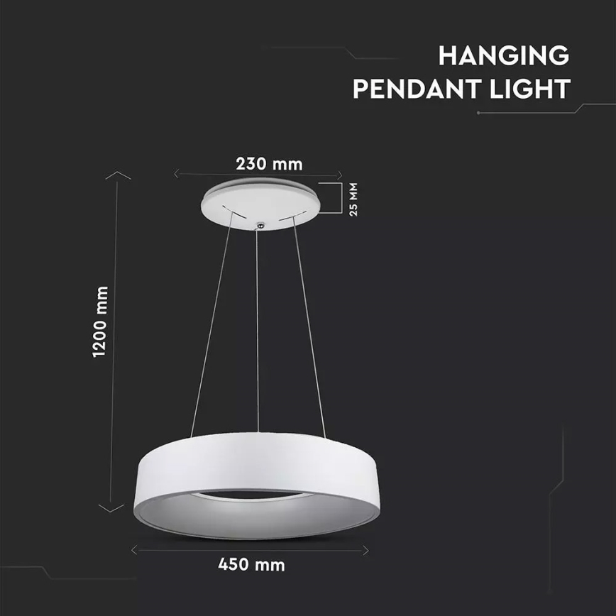 Светодиодная подвесная диммируемая люстра 1xLED/20W/230V