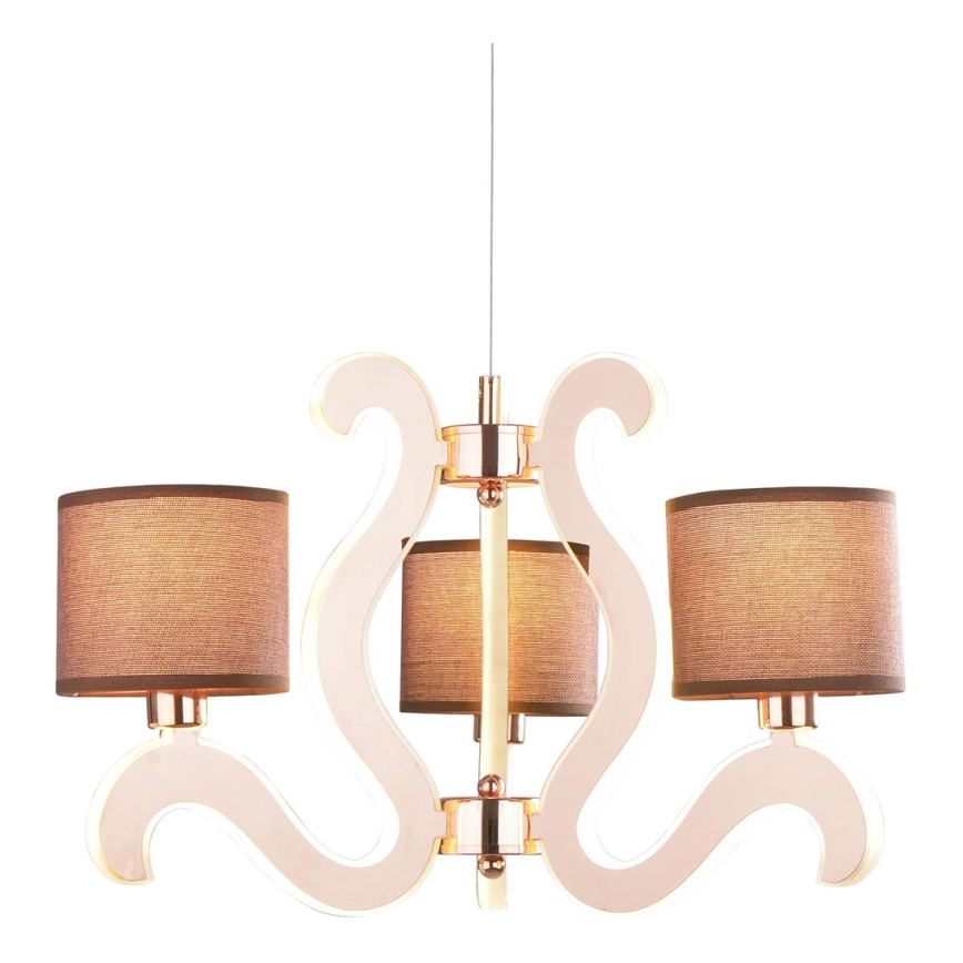 Светодиодная подвесная люстра AMBROSIA 3xE14/40W/230V + LED/18,4W медный