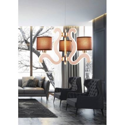 Светодиодная подвесная люстра AMBROSIA 3xE14/40W/230V + LED/18,4W медный