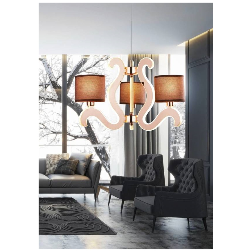 Светодиодная подвесная люстра AMBROSIA 3xE14/40W/230V + LED/18,4W медный