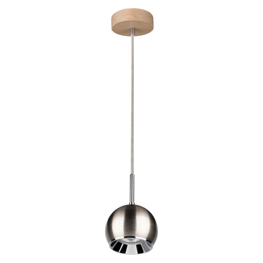 Светодиодная подвесная люстра BALL WOOD 1xGU10/5W/230V матовый дуб - сертифицировано FSC