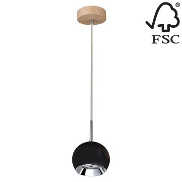 Светодиодная подвесная люстра BALL WOOD 1xGU10/5W/230V матовый дуб - сертифицировано FSC