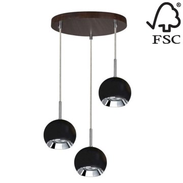 Светодиодная подвесная люстра BALL WOOD 3xGU10/5W/230V бук - сертифицировано FSC