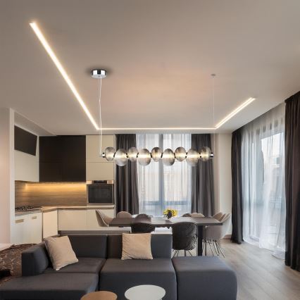 Светодиодная подвесная люстра BOLLA LED/32W/230V блестящий хром/дымчатый