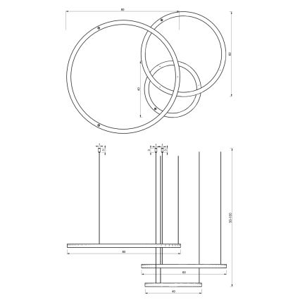 Светодиодная подвесная люстра GALAXIA LED/85W/230V золотой
