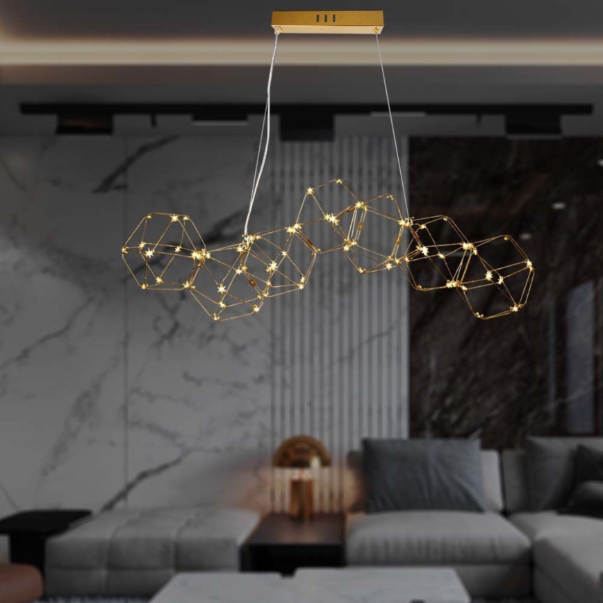 Светодиодная подвесная люстра LED/28W/230V 3000K золотистый