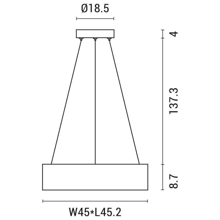 Светодиодная подвесная люстра LED/30W/230V 3000K 45x45 см черный