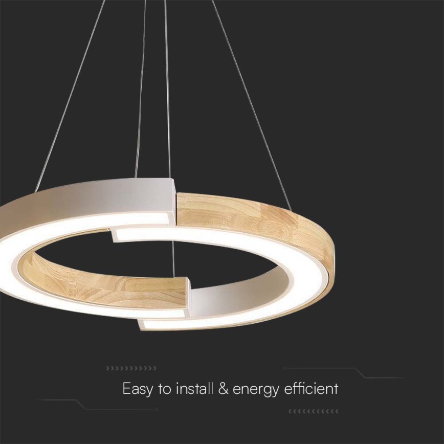 Светодиодная подвесная люстра LED/32W/230V 3000K белый/дерево