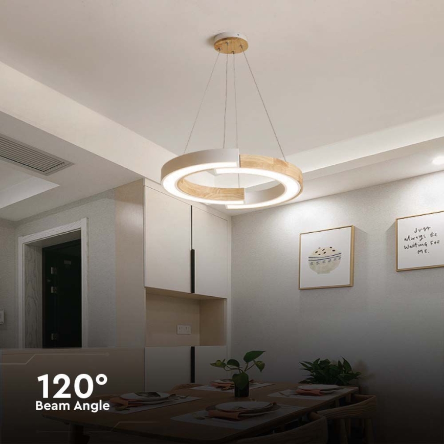 Светодиодная подвесная люстра LED/32W/230V 3000K белый/дерево