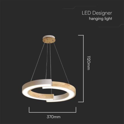 Светодиодная подвесная люстра LED/32W/230V 3000K белый/дерево