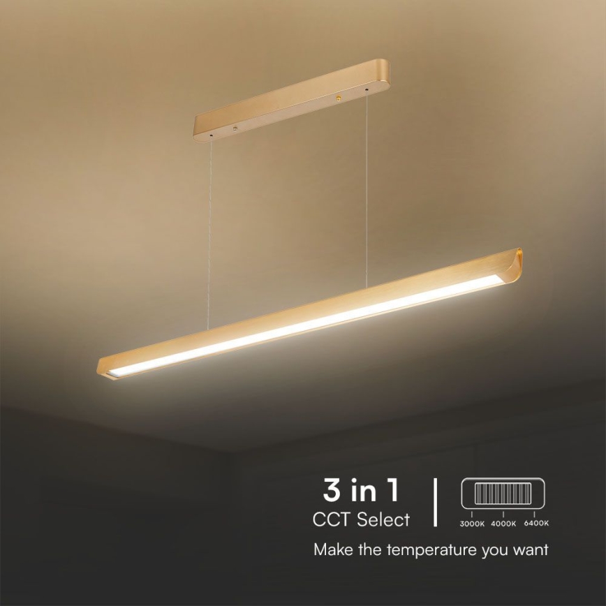 Светодиодная подвесная люстра LED/36W/230V 3000/4000/6400K золотистый