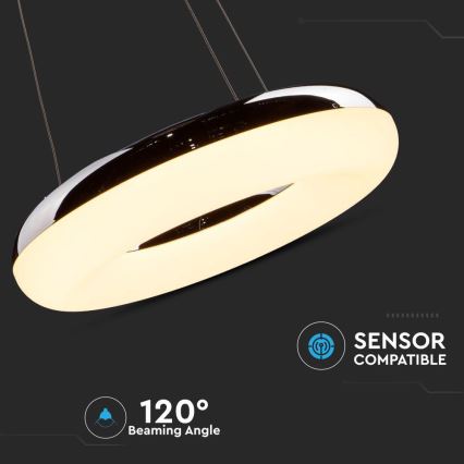 Светодиодная подвесная люстра LED/40W/230V 3000K диаметр 40 см блестящий хром