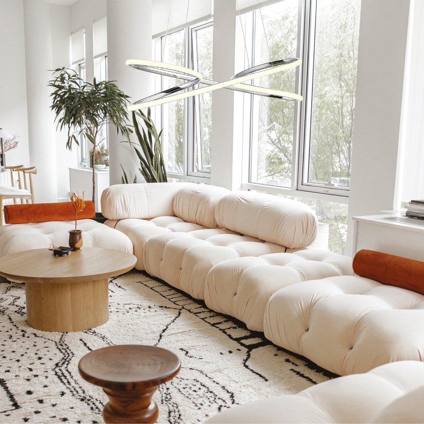 Светодиодная подвесная люстра LED/40W/230V 4000K блестящий хром