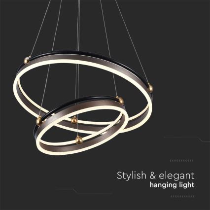 Светодиодная подвесная люстра LED/50W/230V 3000K диаметр 62 см коричневый