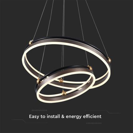 Светодиодная подвесная люстра LED/50W/230V 3000K диаметр 62 см коричневый