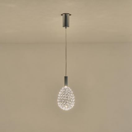 Светодиодная подвесная люстра LED/6,3W/230V 3000K блестящий хром диаметр 14 см