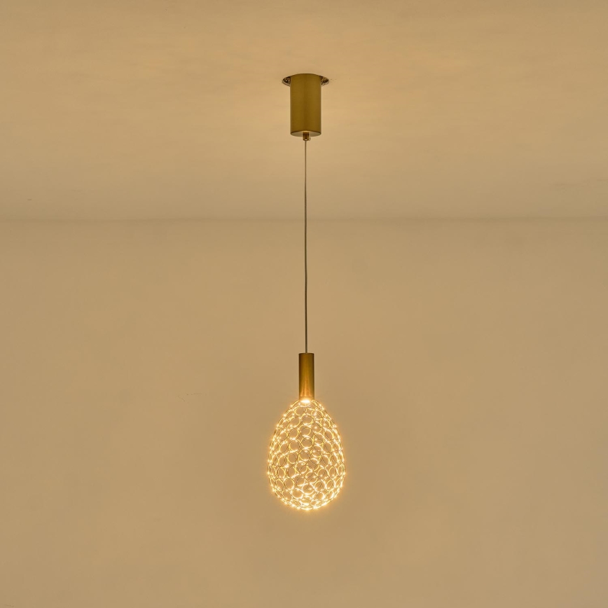 Светодиодная подвесная люстра LED/6,3W/230V 3000K золотистый диаметр 14 см