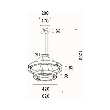 Светодиодная подвесная люстра LED/62W/230V 3000K 62x120 см