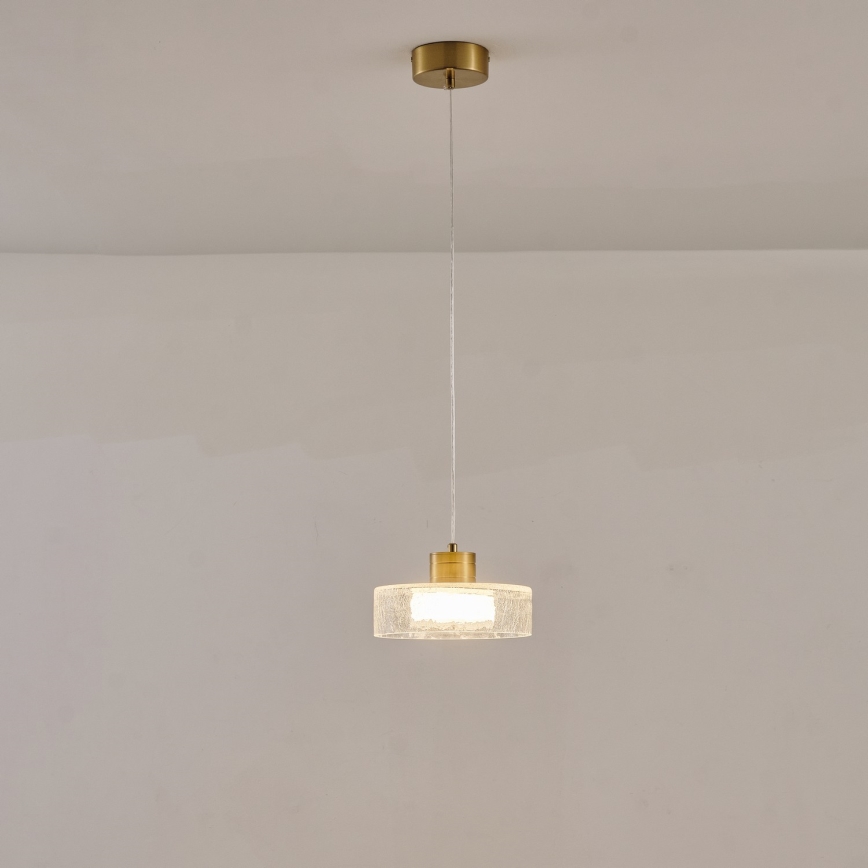 Светодиодная подвесная люстра LED/8W/230V 3000K золотистый/прозрачный