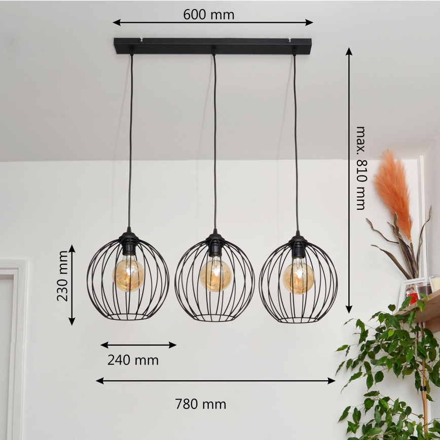 Светодиодная подвесная люстра MERCURE 3xE27/15W/230V