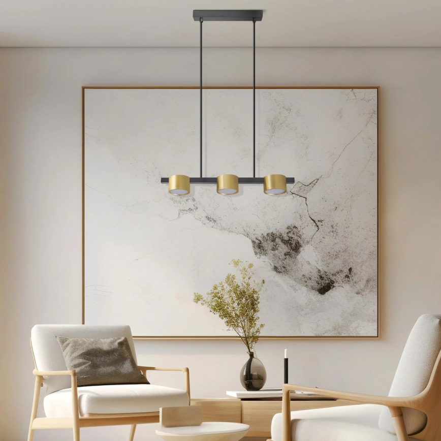 Светодиодная подвесная люстра MIRELLA 3xGX53/6W/230V золотистый/черный
