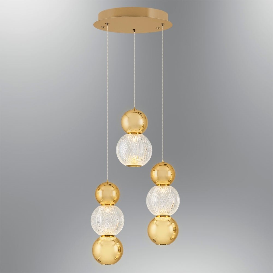Светодиодная подвесная люстра на тросе CREMONA LED/17 Вт/230 В 3000 К, золотая