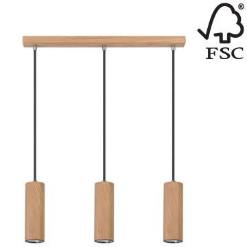 Светодиодная подвесная люстра PIPE 3xGU10/5W/230V матовый дуб - сертифицировано FSC