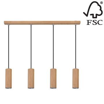 Светодиодная подвесная люстра PIPE 4xGU10/5W/230V матовый дуб - сертифицировано FSC