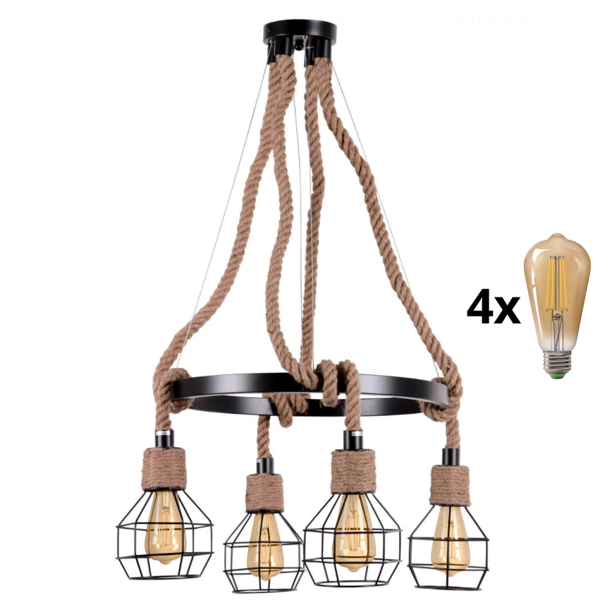 Светодиодная подвесная люстра ROPE ALEGRA 4xE27/10W/230V