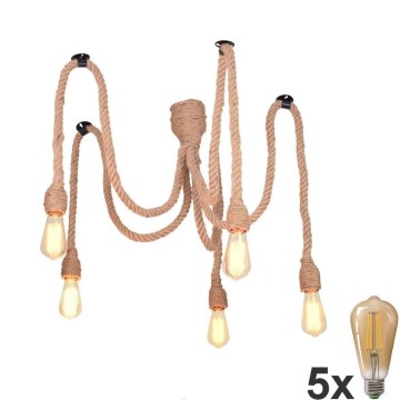 Светодиодная подвесная люстра ROPE CASA 5xE27/10W/230V паук