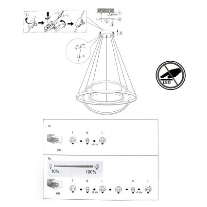 Leuchten Direkt 11526-55 - Светодиодная подвесная люстра с регулированием яркости CIRCLE 1xLED/13,5W/230V + LED/19,5W + LED/24W