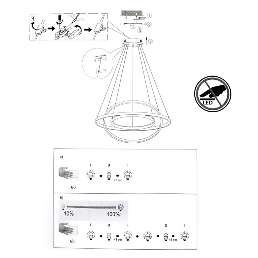 Leuchten Direkt 11526-55 - Светодиодная подвесная люстра с регулированием яркости CIRCLE 1xLED/13,5W/230V + LED/19,5W + LED/24W
