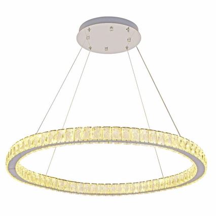 Светодиодная хрустальная подвесная люстра с регулированием яркости LED/100W/230V 3000-6500K серебристый + дистанционное управление