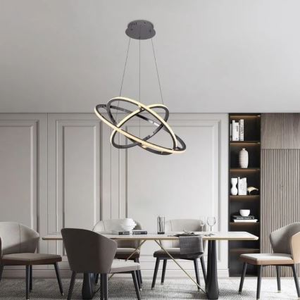Светодиодная подвесная люстра с регулированием яркости LED/105W/230V 3000-6500K диаметр 60 см + дистанционное управление