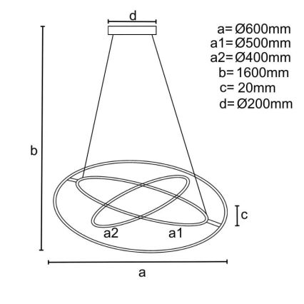 Светодиодная подвесная люстра с регулированием яркости LED/105W/230V 3000-6500K диаметр 60 см + дистанционное управление
