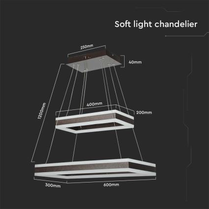 Светодиодная подвесная люстра с регулированием яркости LED/113W/230V 3000K коричневый