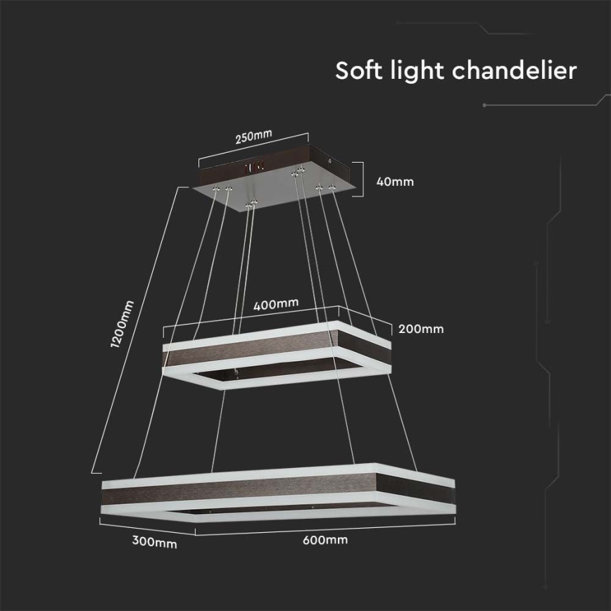 Светодиодная подвесная люстра с регулированием яркости LED/113W/230V 3000K коричневый