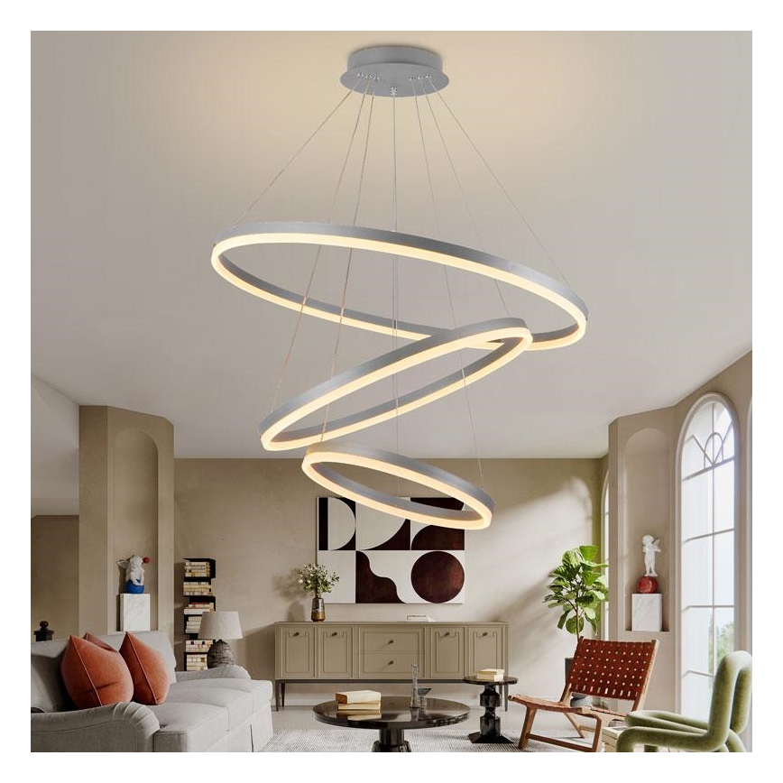 Светодиодная подвесная люстра с регулированием яркости LED/125W/230V 3000-6500K диаметр 80 см + дистанционное управление