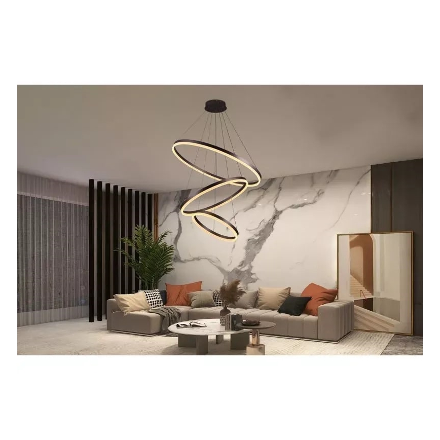 Светодиодная подвесная люстра с регулированием яркости LED/125W/230V 3000-6500K диаметр 80 см + дистанционное управление